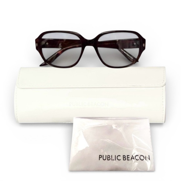 ??PUBLIC BEACON Transparent Lenses Blue-Gray Tint Tortoise Acetate Frame UNISEX main image 11